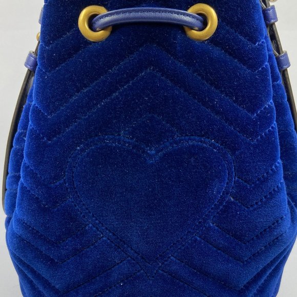 Gucci GG Bucket Bag blue Velvet Marmont - Picture 4 of 7